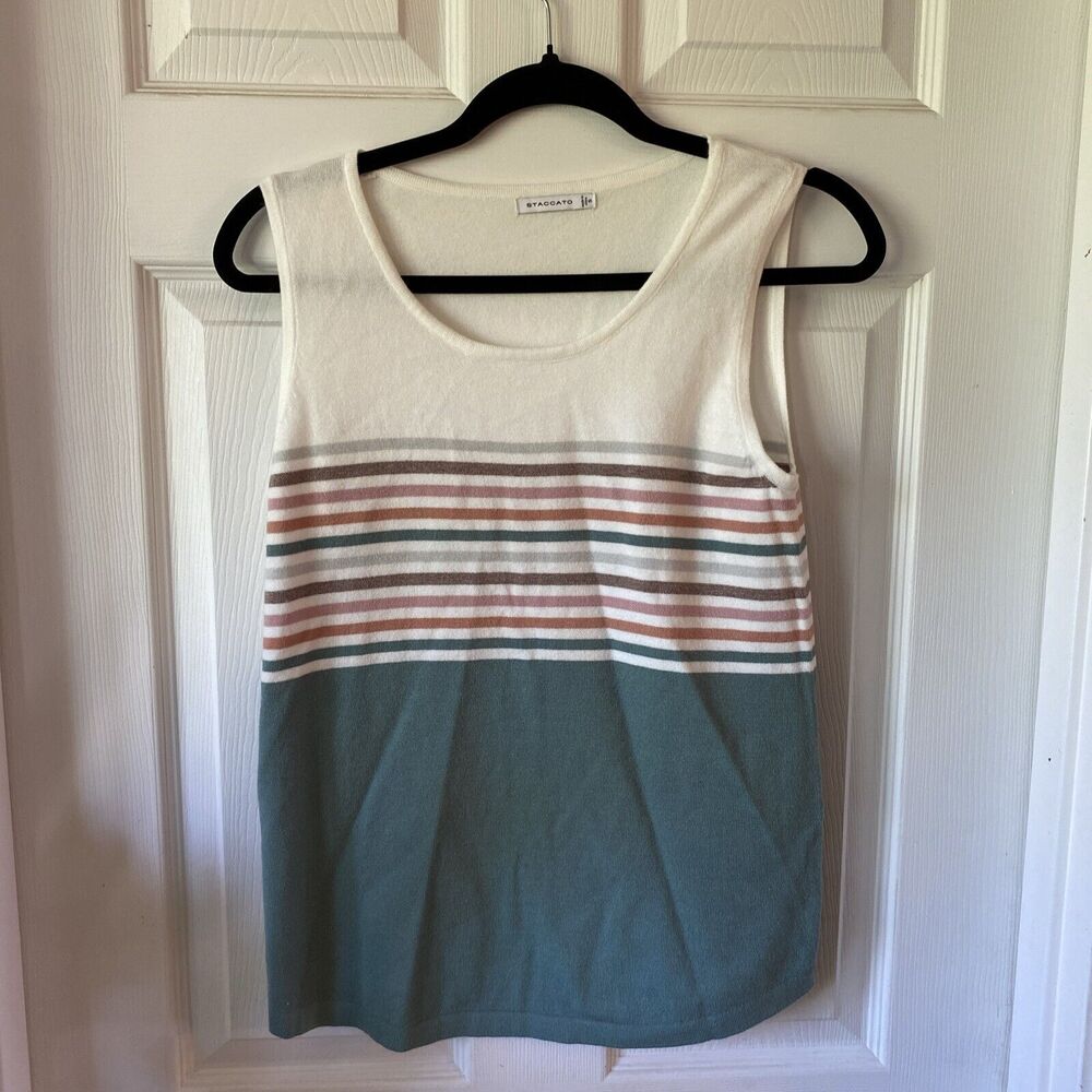 Staccato Women’s Blouse Small Sleeveless Knit Striped Soft Pullover